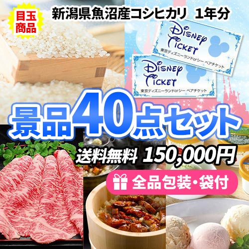 お米1年分にディズニーペアチケット！嬉しい目玉商品が入った景品40点セット