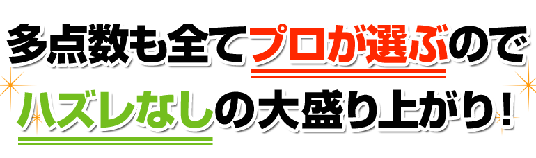 多数点も全てプロが選ぶのでハズレなしの大盛り上がり！